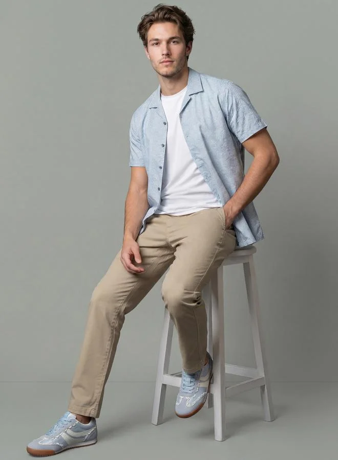 Take Two Men Light Blue Printed Cuban Collar Shirt By SNX