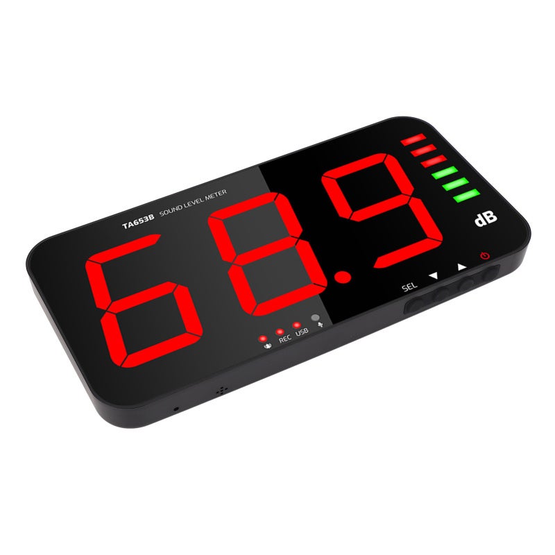 TASI Decibel Meter Recorder 30~130dB ±1.5dB Accuracy 13In Large Screen - High Sensitivity 1/2in Capacitive Microphone Sound Level Meter for Indoor Noise Monitoring & Tabletop Placement - Image 3