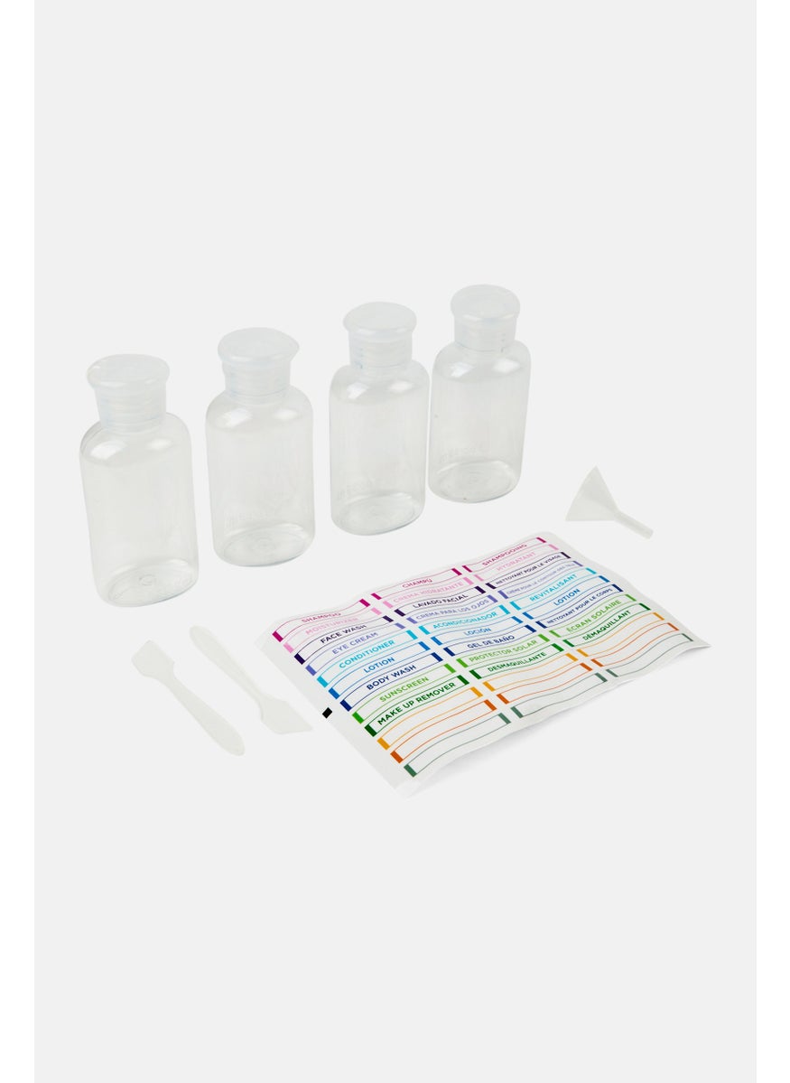 Miamica - 4 Pieces Travel Bottles And Toiletry Bag Kit, Transparent - Image 1