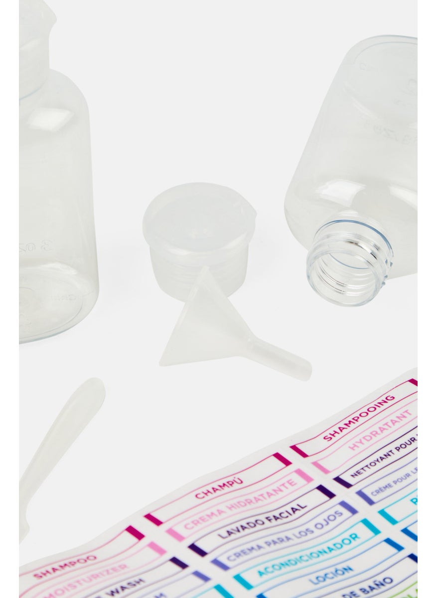 Miamica - 4 Pieces Travel Bottles And Toiletry Bag Kit, Transparent - Image 1