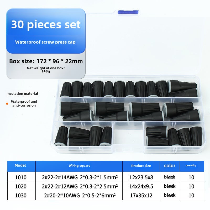 Spiral Wire Cap Waterproof Crimp Terminals P1P2P3P4P6 30 waterproof box 