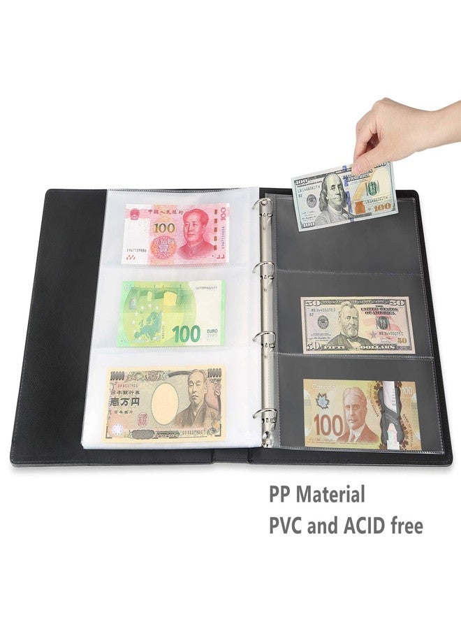 MUDOR 60 Pockets Currency Storage Pages with PP Material, PVC and Acid Free, 3-Pocket Page Bill Holders Refill Sheets for Collectors, 4 Holes Fillers Sleeves - Image 3