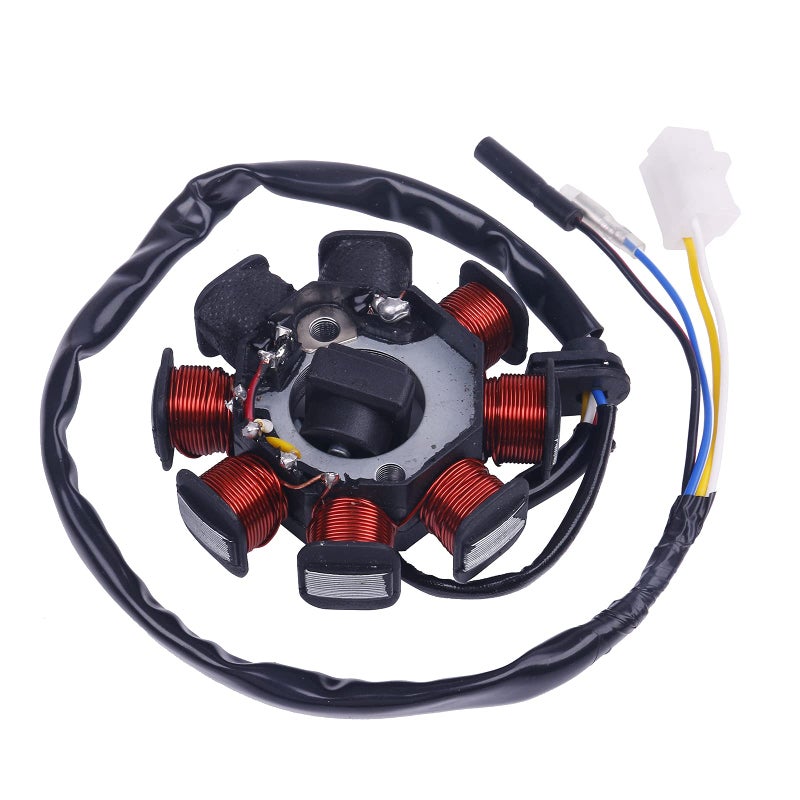Glixal GY6 49cc 50cc 80cc 100cc 8Poles Dual Ignition Coils Magneto Stator for 139QMB 139QMA Chinese Scooter Moped ATV Gokart Buggy Engine Taotao Vento Icebear SUNL Alternating Current