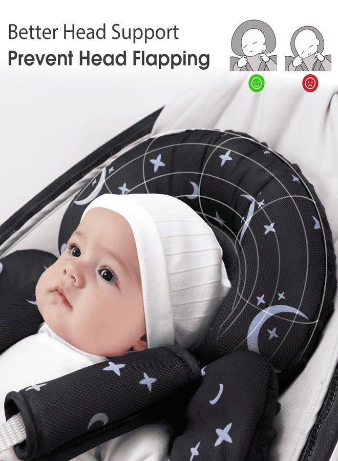 Generic Infant Car Seat Insert Compatible with Mamaroo Swing & Graco Swing and Infant Car Seat, Newborn Insert Baby Head Body Support, Reversible Design, Breathable Soft Fabric, 1Pcs - Dot, Black - Image 2
