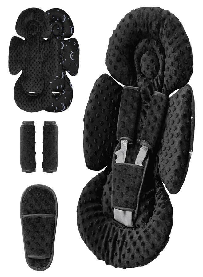 Generic Infant Car Seat Insert Compatible with Mamaroo Swing & Graco Swing and Infant Car Seat, Newborn Insert Baby Head Body Support, Reversible Design, Breathable Soft Fabric, 1Pcs - Dot, Black - Image 1