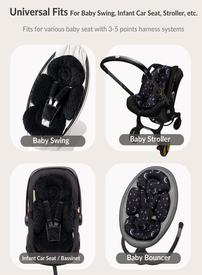 Generic Infant Car Seat Insert Compatible with Mamaroo Swing & Graco Swing and Infant Car Seat, Newborn Insert Baby Head Body Support, Reversible Design, Breathable Soft Fabric, 1Pcs - Dot, Black - Image 3