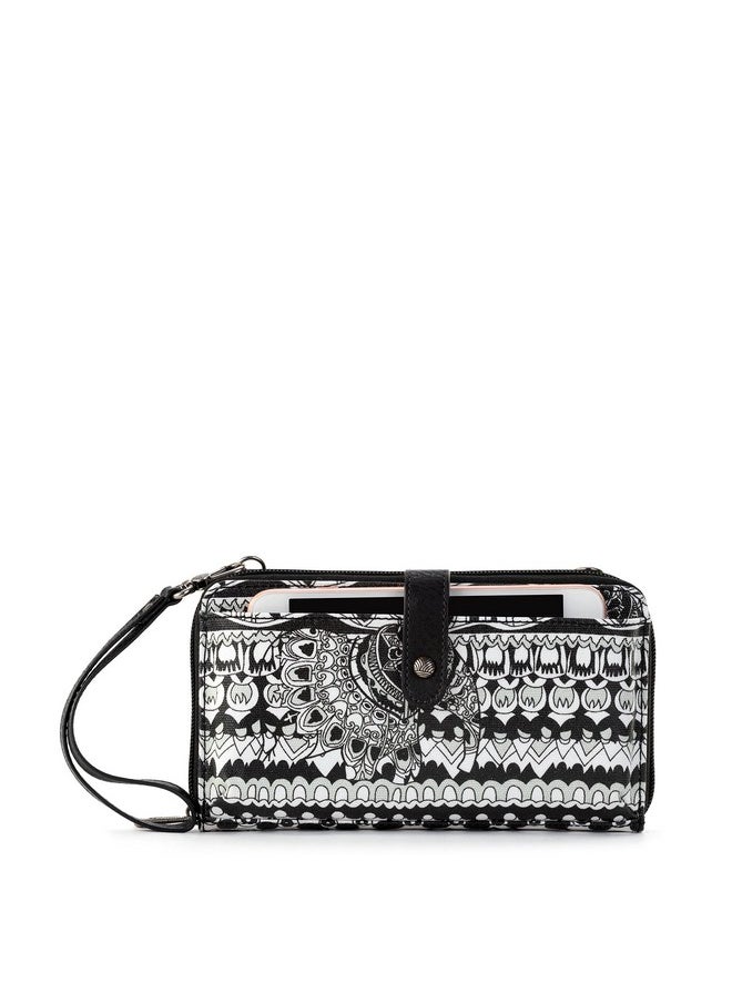Sakroots Womens Canvas Large Smartphone Crossbody Bag In Coated Canvas Convertible Purse With Detachable Wristlet Strap I Black & White One World One Size Us  - Image 1