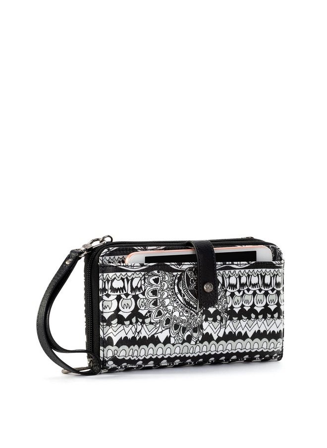 Sakroots Womens Canvas Large Smartphone Crossbody Bag In Coated Canvas Convertible Purse With Detachable Wristlet Strap I Black & White One World One Size Us  - Image 2