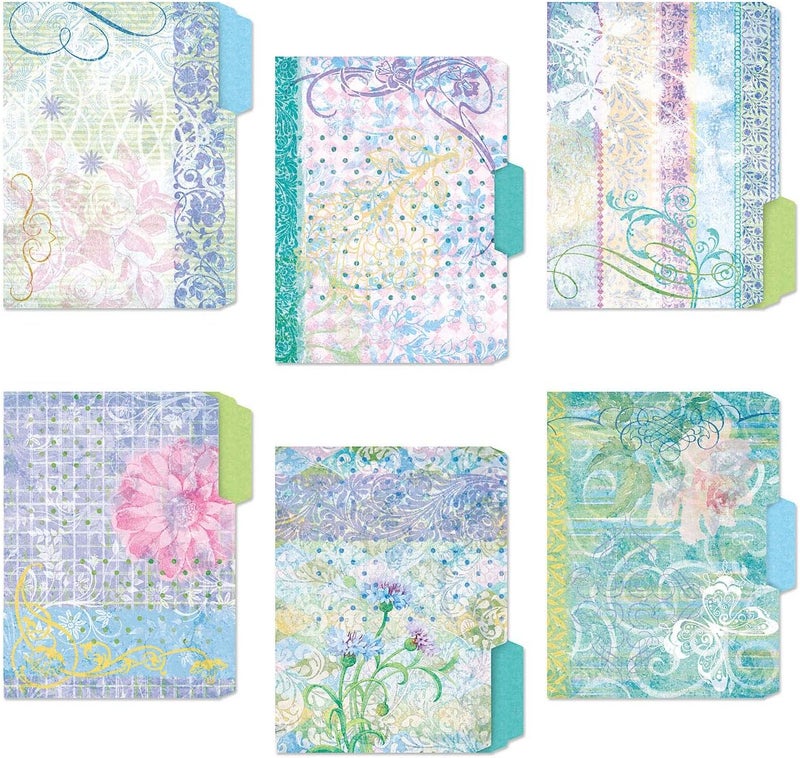 Current Floral Fun File Folders Value Pack - Bulk Set of 24, 6 Pretty Decorative Designs, 1/3 Cut Tabs, Heavy-Duty Paper Stock, Office Supplies for Home & Work, 9-½” x 11-¾” Letter Size - Image 3