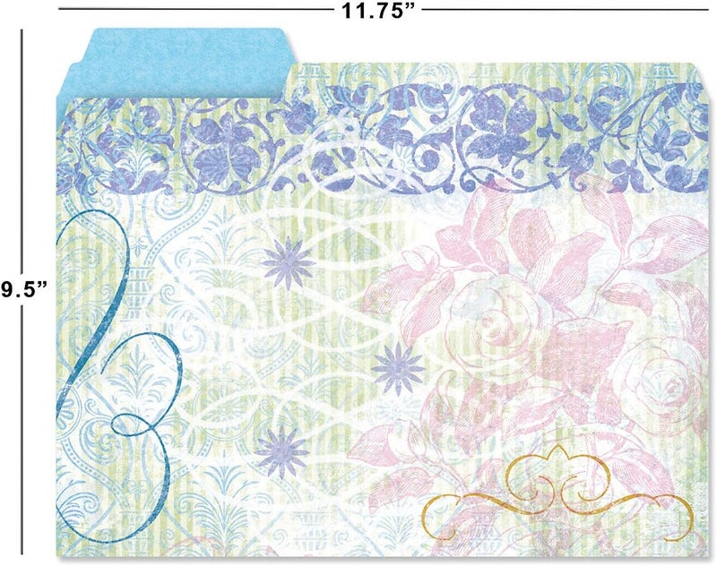 Current Floral Fun File Folders Value Pack - Bulk Set of 24, 6 Pretty Decorative Designs, 1/3 Cut Tabs, Heavy-Duty Paper Stock, Office Supplies for Home & Work, 9-½” x 11-¾” Letter Size - Image 2