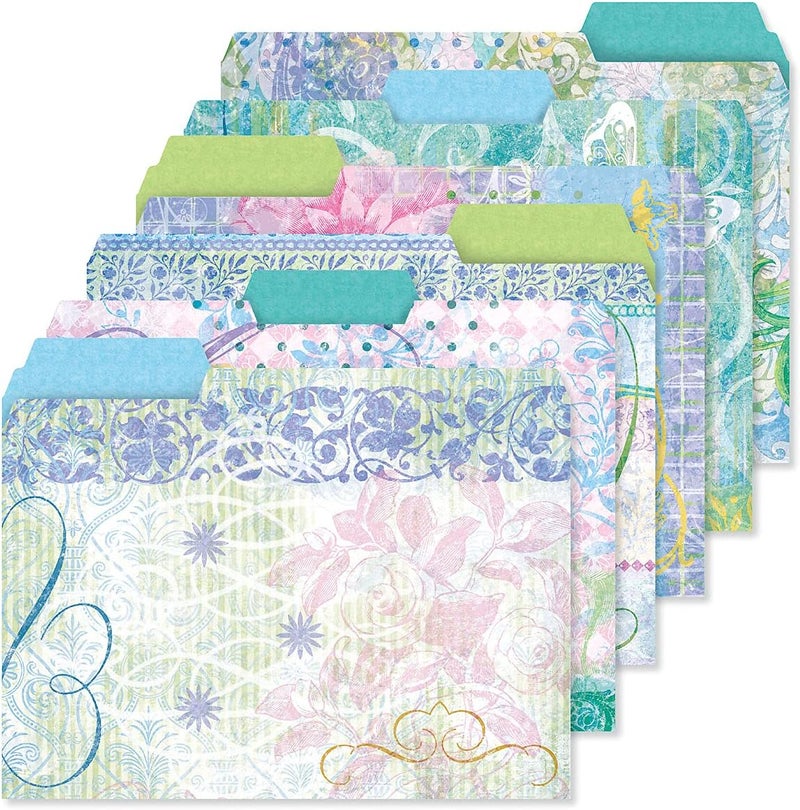 Current Floral Fun File Folders Value Pack - Bulk Set of 24, 6 Pretty Decorative Designs, 1/3 Cut Tabs, Heavy-Duty Paper Stock, Office Supplies for Home & Work, 9-½” x 11-¾” Letter Size - Image 1