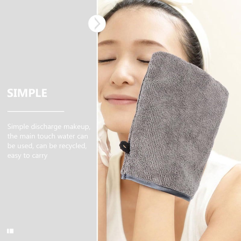 4 Gray Black Makeup Remover Mitts Portable Facial Cleaning Gloves Soft Microfiber Reusable Household Face Towels For Sensitive Skin Daily Skincare - Image 5