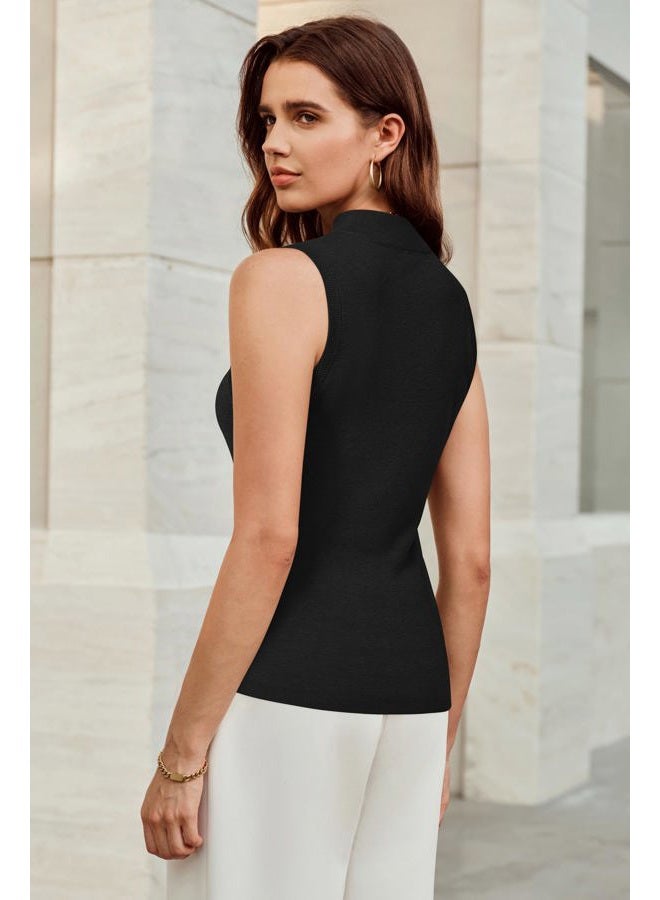 Arach&Cloz Womens Wool Blend Sweater Soft Turtleneck All-Season Casual Tank 2025, Black, M - Image 4