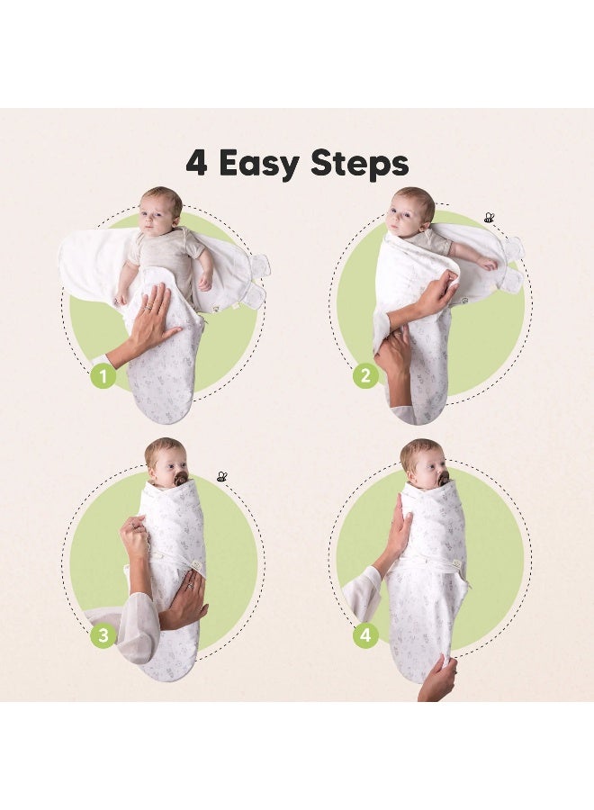 KeaBabies Soothe Zippy Swaddle Wrap 3 Pack, Easy Zip Swaddle, Blossom - Image 5