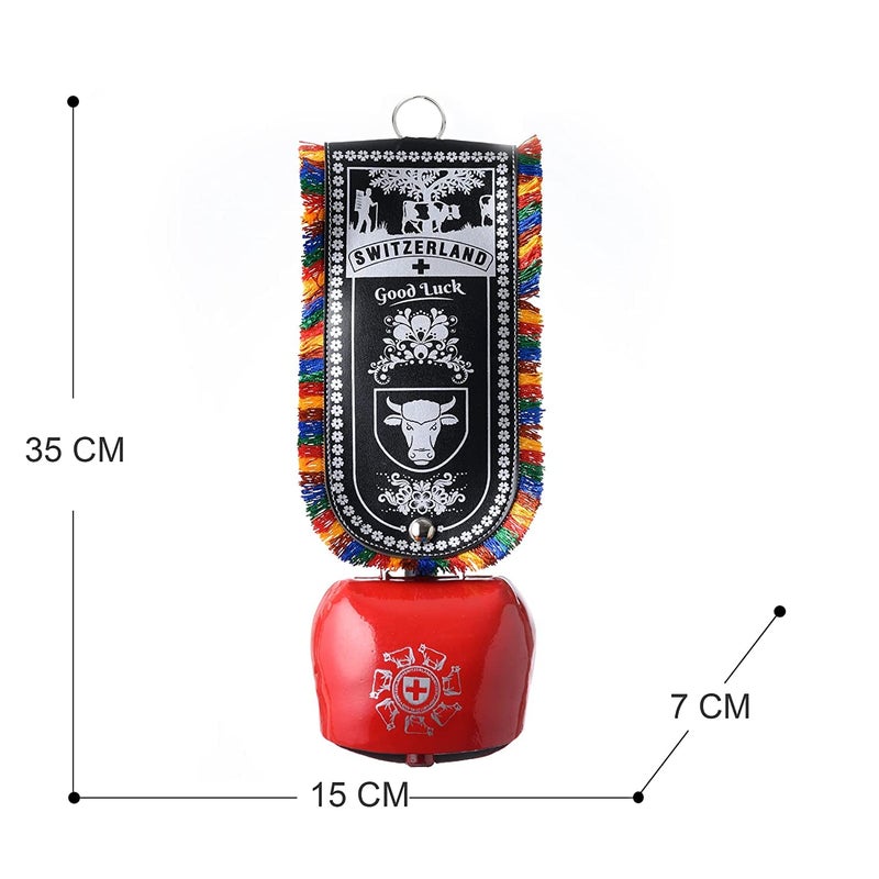 Tej Gifts Feng Shui Swiss Cow Bell for Positive Energy DDLJ Cowbell Car Hanging Keychain Vastu Metal Door Hanging for Home Religious Wall Decor Good Luck Bell Size 7 - Image 2