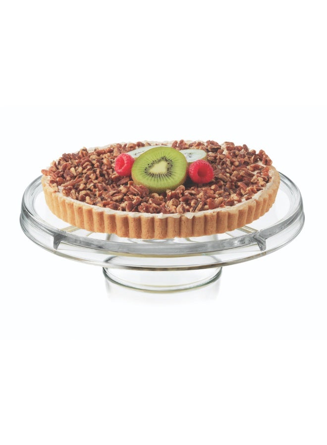 CAKE DECOR طبق تقديم زجاجي بقاعدة وغطاء متعدد الأغراض. - Image 2