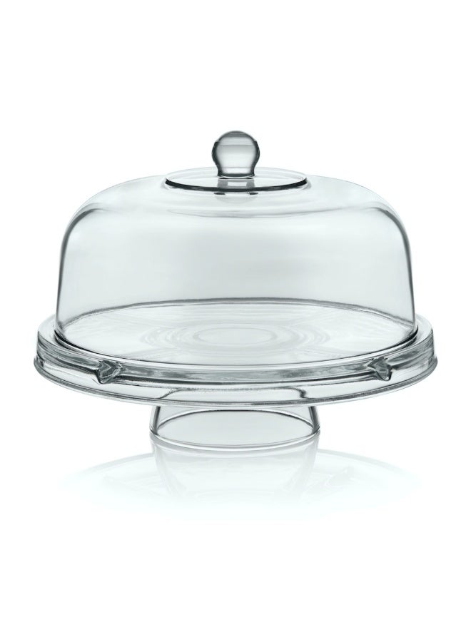 CAKE DECOR طبق تقديم زجاجي بقاعدة وغطاء متعدد الأغراض. - Image 5