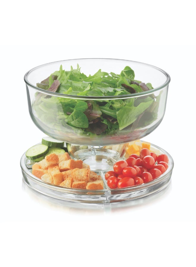 CAKE DECOR طبق تقديم زجاجي بقاعدة وغطاء متعدد الأغراض. - Image 1