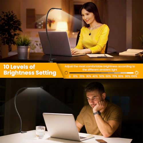 ELEPHANTBOAT® Table Lamp for Study Room, 3-Color Dimmable LED USB Table Lamp for Study Desk, Flexible Clamp-On Desk Reading, Study, Work Light for Home Office - Image 5