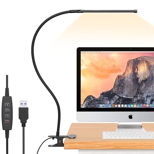 ELEPHANTBOAT® Table Lamp for Study Room, 3-Color Dimmable LED USB Table Lamp for Study Desk, Flexible Clamp-On Desk Reading, Study, Work Light for Home Office - Image 1