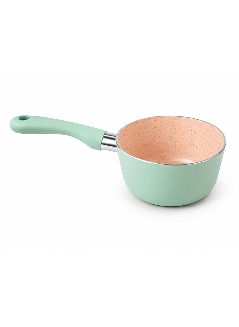 12cm Green Granite Saucepan – Small Practical Cooking Pot for Kitchen Use - Image 1