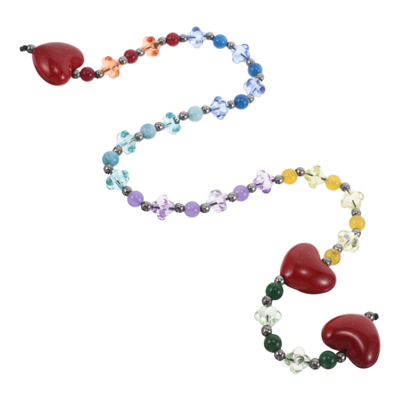Heart Shaped Rainbow Beaded Bag Charm Keychain Pendant for Handbag Decoration with Multi Color and Durable Material 1Pack - Image 5