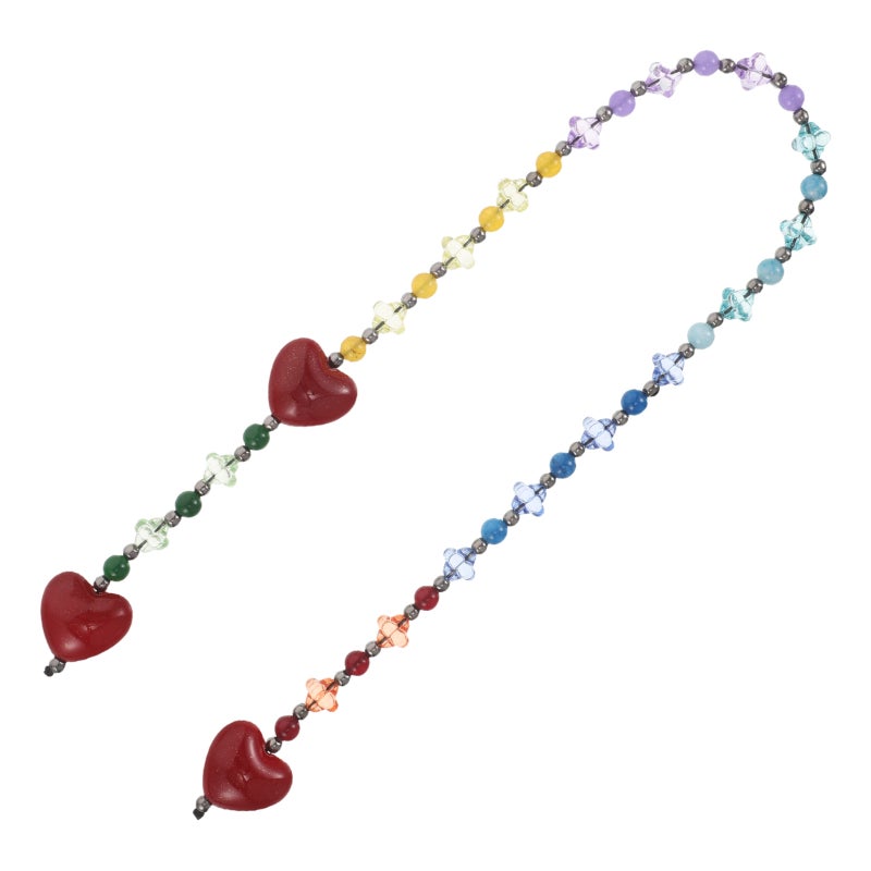 Heart Shaped Rainbow Beaded Bag Charm Keychain Pendant for Handbag Decoration with Multi Color and Durable Material 1Pack - Image 1