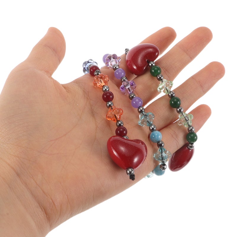 Heart Shaped Rainbow Beaded Bag Charm Keychain Pendant for Handbag Decoration with Multi Color and Durable Material 1Pack - Image 4