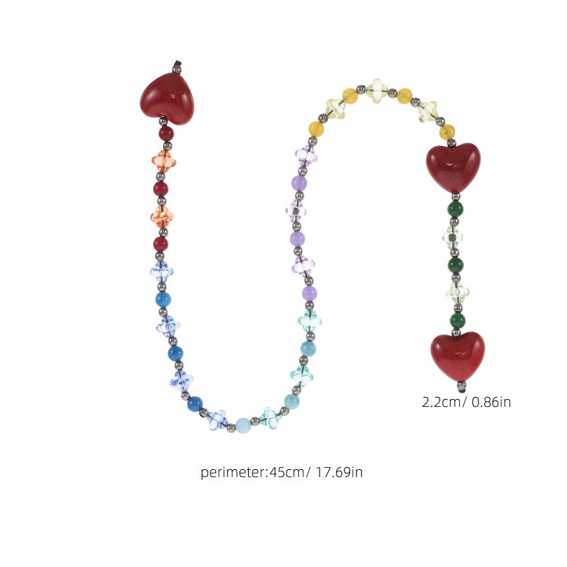 Heart Shaped Rainbow Beaded Bag Charm Keychain Pendant for Handbag Decoration with Multi Color and Durable Material 1Pack - Image 2