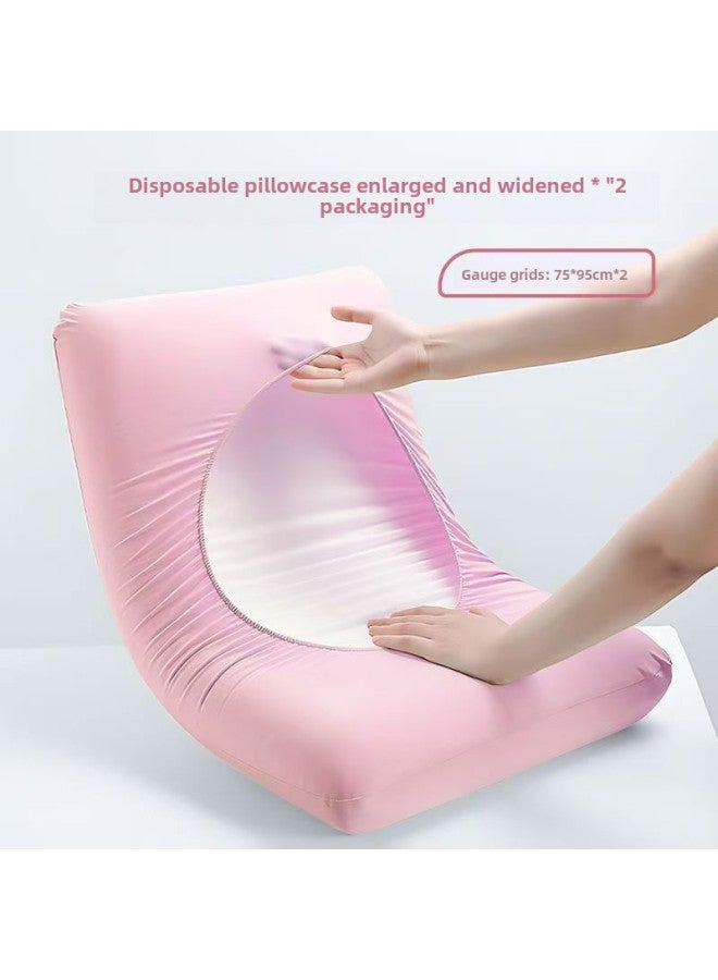 Disposable Pillowcase Travel Pillow Towel Pillow Hat Non-woven Fabric Beauty Salon Train Sleeper Hotel Dirty Travel Pillow Case-Color:Pillow Hat Cherry Blossom Powder [1 Pack/2 Pieces]  - Image 1