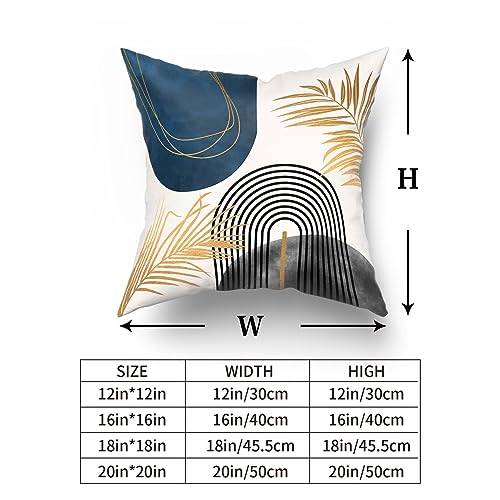 DZGlobal Blue and Grey Throw Pillows Boho Pillow Covers 18x18 Abstract Geometric Pillow Covers Mid Century Modern Decor for Sofa Bed Living Room Couch Set of 4 - Image 2