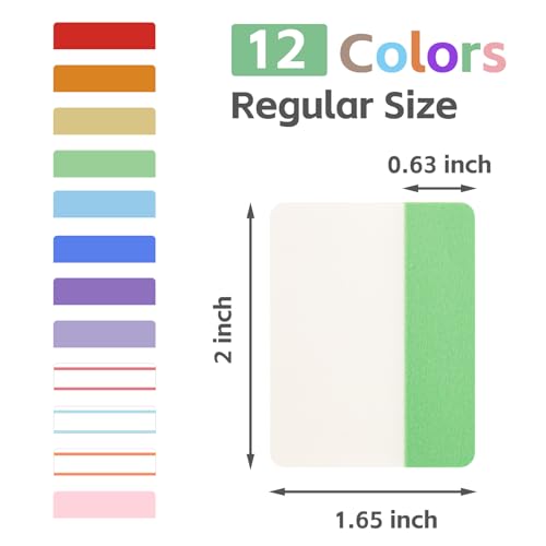 KICNIC Sticky Tabs 480 Pcs 2Inch, Pastel Book Tabs, Adhesive BOPP Page Tabs, Transparent Annotation Labels, Tabs for Notebooks, Small Markers for School, College, Office (12 Colors) - Image 3