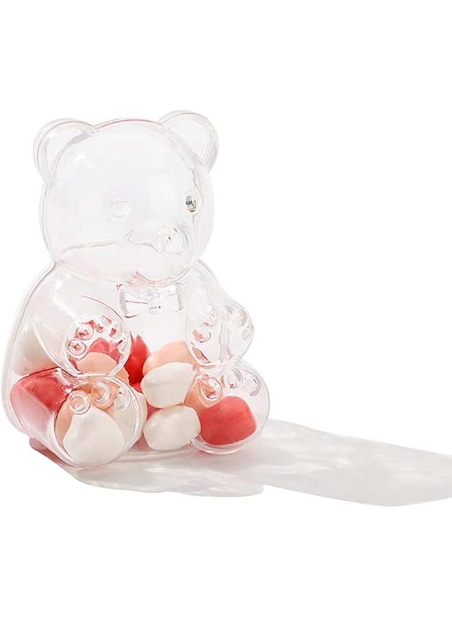 The Bros 12 قطعة صناديق حلوى أكريليك على شكل دب شفاف، حاويات بلاستيكية واضحة لطيفة، موزع حلوى صغير، 5.3 سم × 5 سم × 7 سم - Image 1