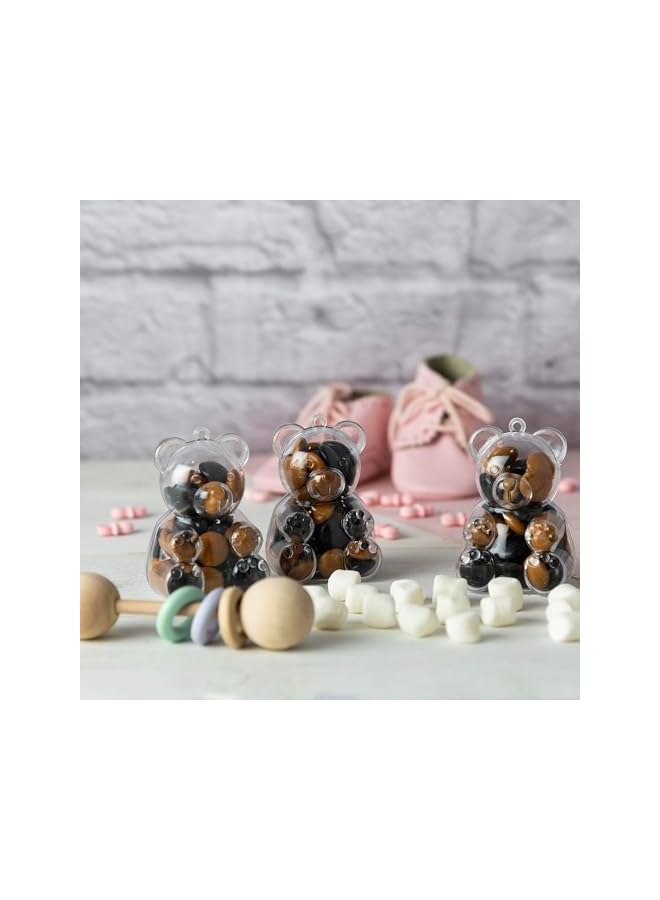 The Bros 12 قطعة صناديق حلوى أكريليك على شكل دب شفاف، حاويات بلاستيكية واضحة لطيفة، موزع حلوى صغير، 5.3 سم × 5 سم × 7 سم - Image 5