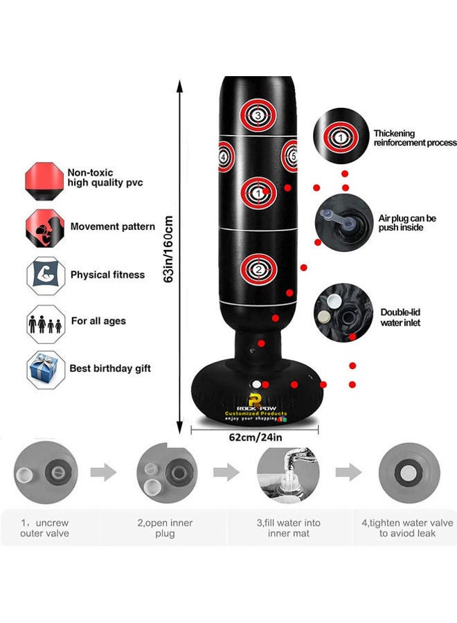 Rock Pow Inflatable Boxing Training Bag – Freestanding Punching Bag for Kids & Adults, 160x62cm 640grams - Image 2