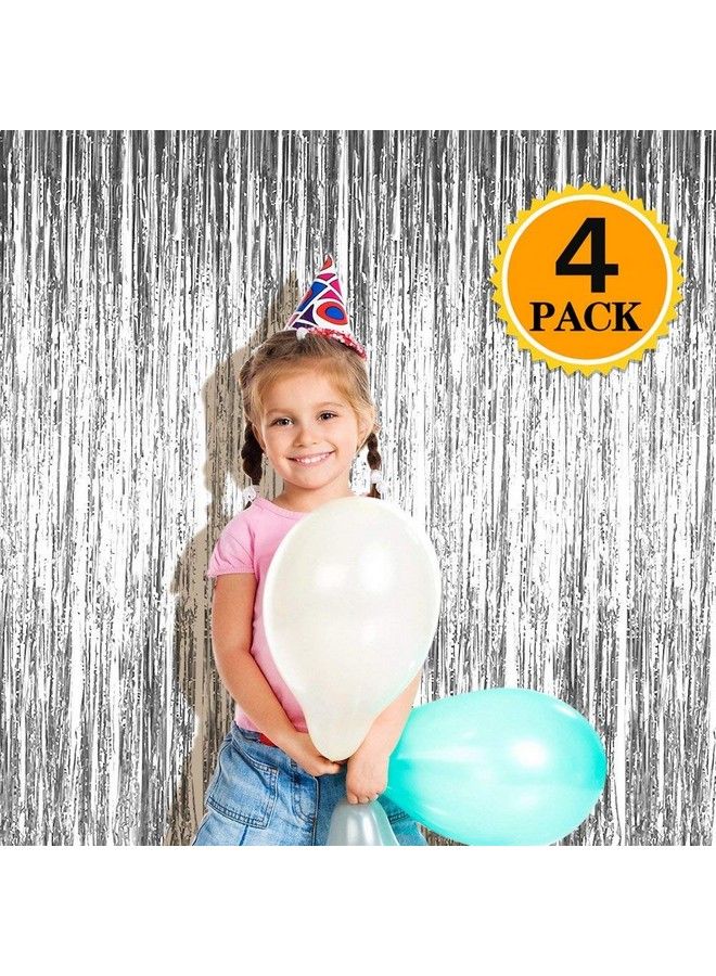 Balloonistics Party Buzz Foil Curtain For Birthday Baby Shower Anniversaries Decoration (Silver Height 6 X Width 3 Ft) Pack Of 4 - Image 3