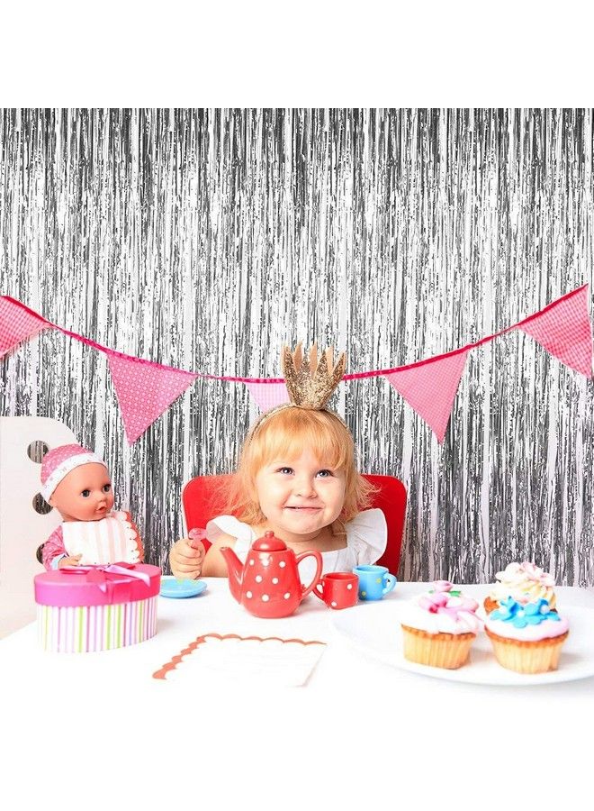 Balloonistics Party Buzz Foil Curtain For Birthday Baby Shower Anniversaries Decoration (Silver Height 6 X Width 3 Ft) Pack Of 4 - Image 4