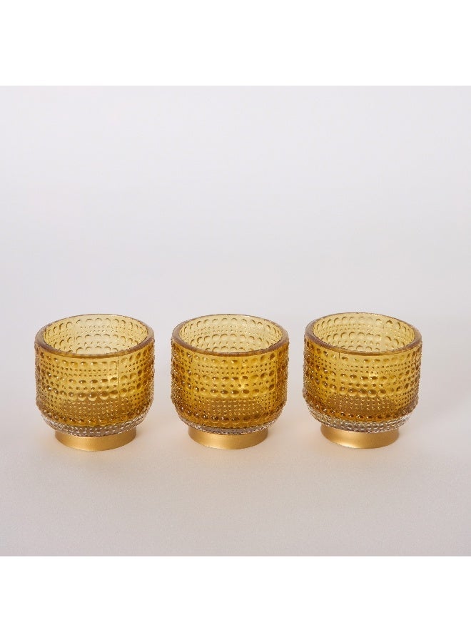 Home Box Pema 3-Piece Glass Dotted Candleholder Set 7 x 7 x 7 cm  - Image 3