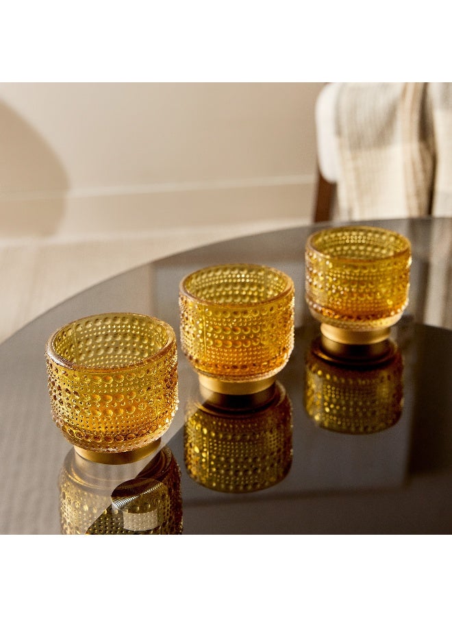 Home Box مجموعة حوامل الشموع الزجاجية المنقطة بيمّا 3 قطع 7 × 7 × 7 سم - Image 2