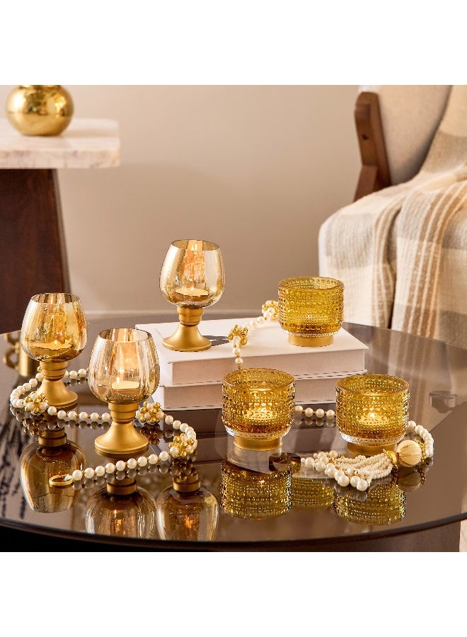 Home Box مجموعة حوامل الشموع الزجاجية المنقطة بيمّا 3 قطع 7 × 7 × 7 سم - Image 5