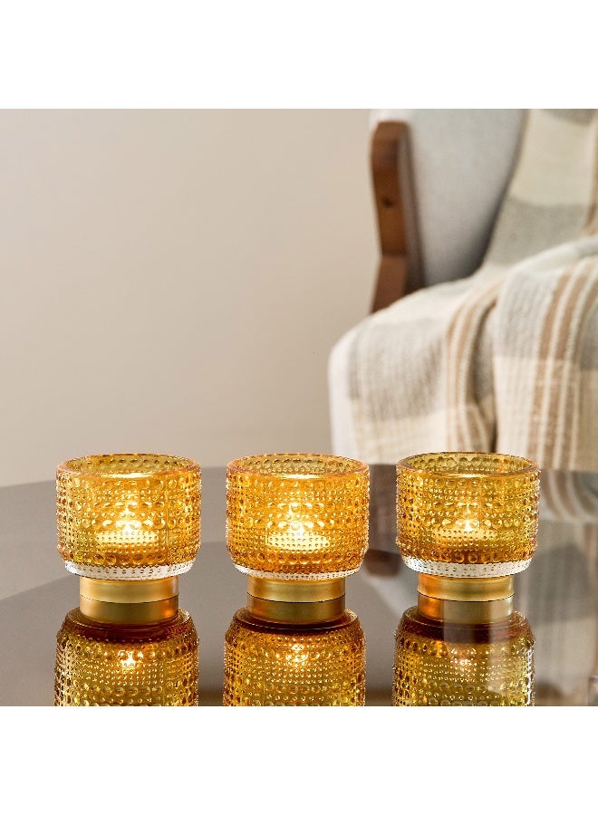 Home Box مجموعة حوامل الشموع الزجاجية المنقطة بيمّا 3 قطع 7 × 7 × 7 سم - Image 1