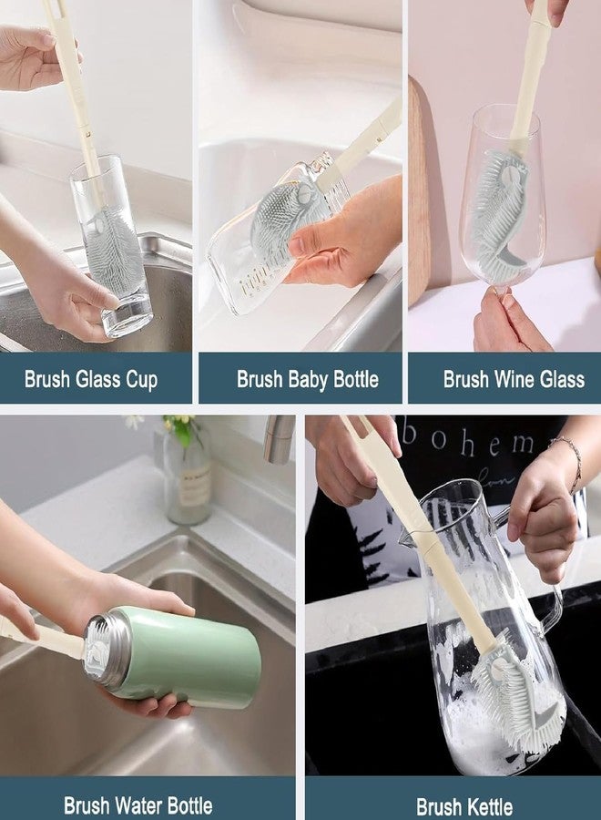 Prostuff.in® Multi-Function 360° Rotation Soft & Flexible Bottle Cleaning Scrubber Brush with Long Handle and Non-Scratch Design for Bottle, Cups and More Home Kitchen Use, Multicolour 2 Pcs - Image 4