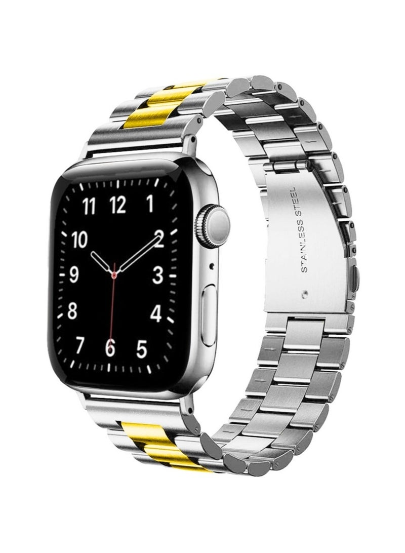 Metal Bands Compatible with Apple Watch Band 41mm, Stainless Steel Magnetic Absorption Strap, Wristband for iWatch Band for Apple Watch Series 7/ - Image 1
