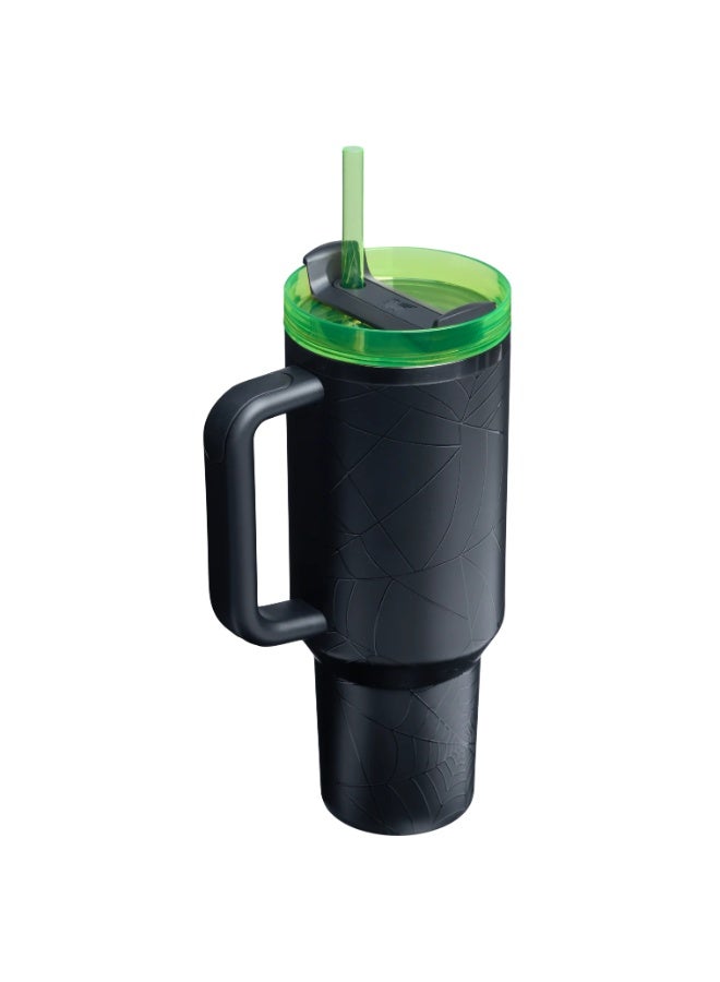 Stanley Halloween Quencher H2.0 FlowState Tumbler 40 oz – Limited Edition Glow-in-the-Dark Spiderweb Travel Mug, Double-Wall Vacuum Insulated Stainless Steel Cup with Reusable Straw, 3-Position Spill-Resistant Lid, Car Cup Holder Friendly – Keeps Drinks Ice Cold for Hours, Perfect for Halloween Parties, Trick-or-Treating, Everyday Hydration and Gifting - Image 2