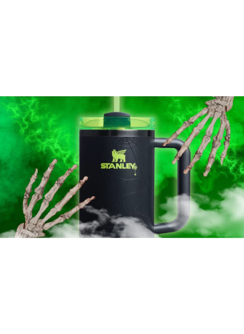 Stanley Halloween Quencher H2.0 FlowState Tumbler 40 oz – Limited Edition Glow-in-the-Dark Spiderweb Travel Mug, Double-Wall Vacuum Insulated Stainless Steel Cup with Reusable Straw, 3-Position Spill-Resistant Lid, Car Cup Holder Friendly – Keeps Drinks Ice Cold for Hours, Perfect for Halloween Parties, Trick-or-Treating, Everyday Hydration and Gifting - Image 3
