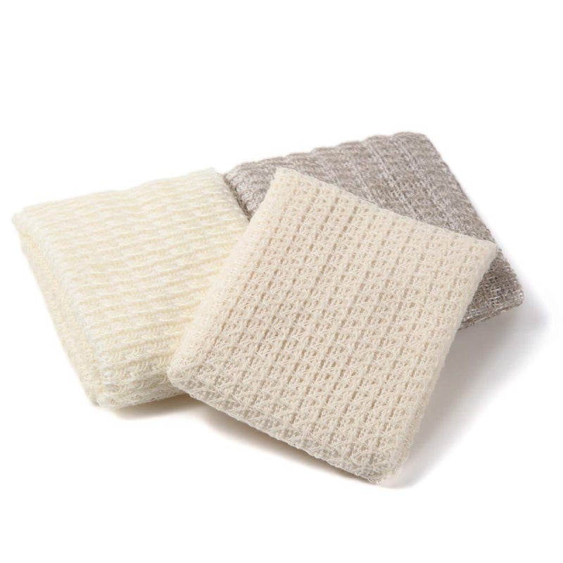 Exfoliating Washcloth Made in Japan Shower Back Scrubber PlantBased Loofah 3pcs Set