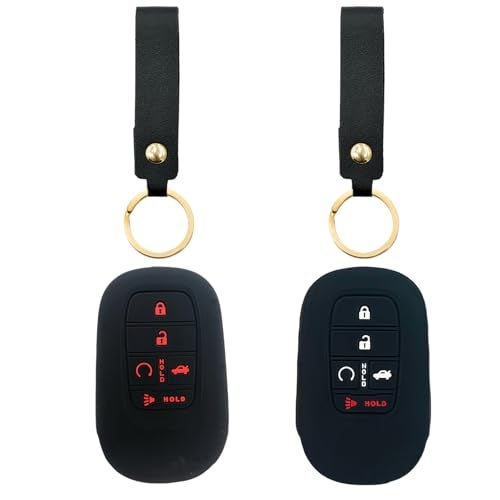 QKWL Key Fob Cover Car Keychain Key Fob Protector Compatible with Honda Civic Accord CRV HRV Pilot Sport Si EX EXL Touring 20222026 2 Pcs BlackBlack Red - Image 1