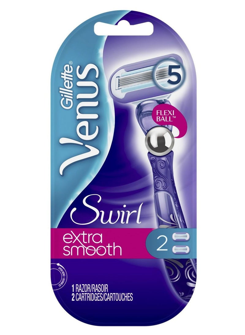 Gillette Venus Extra Smooth Swirl Women's Razor - 1 Handle + 1 Refill  - Image 1