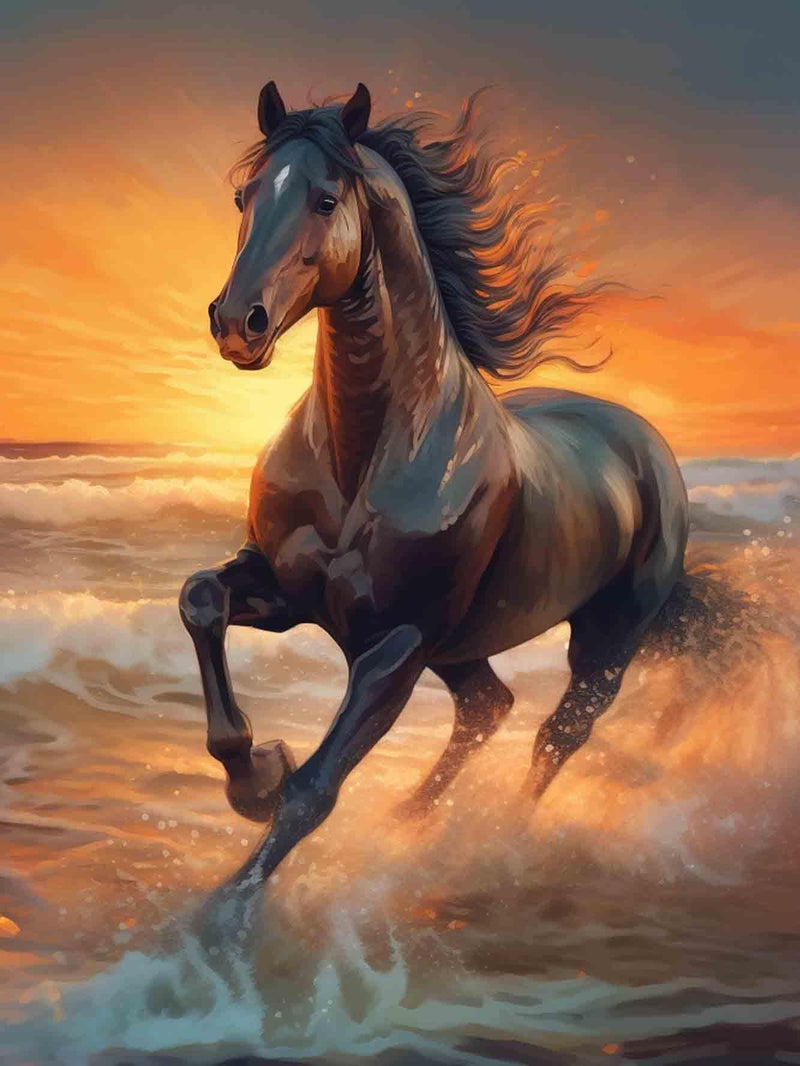 Bimkole 5D Diamond Painting Kits Brown Horse, Full Drill Animals DIY Rhinestone Embroidery Set Paint with Diamonds Art by Number Kits Cross Stitch Home Wall Craft Decoration 12X16 inch - Image 1