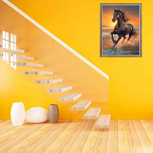 Bimkole 5D Diamond Painting Kits Brown Horse, Full Drill Animals DIY Rhinestone Embroidery Set Paint with Diamonds Art by Number Kits Cross Stitch Home Wall Craft Decoration 12X16 inch - Image 3